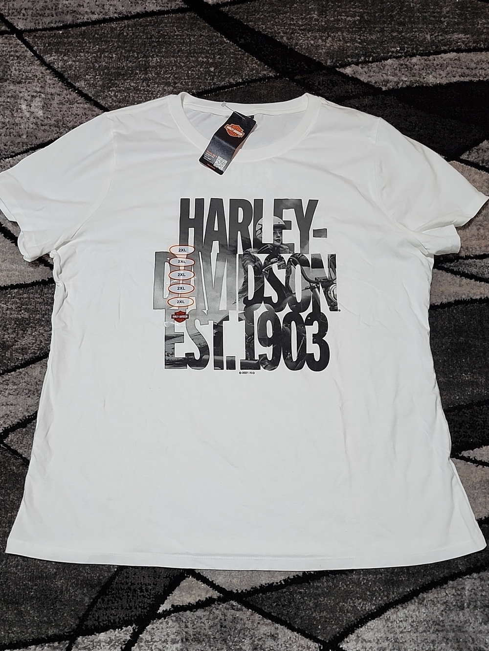 HARLEY DAVIDSON 2021 WHITE "EST. 1903" NEBRASKA GRAPHIC CREW-NECK TEE-SHIRT 2XL